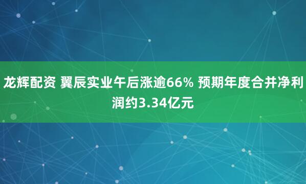 龙辉配资 翼辰实业午后涨逾66% 预期年度合并净利润约3.34亿元