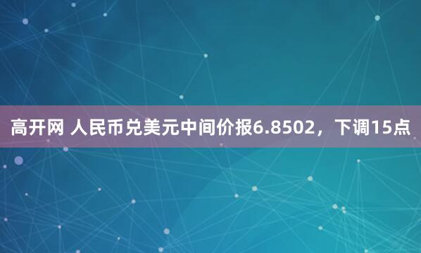 高开网 人民币兑美元中间价报6.8502，下调15点